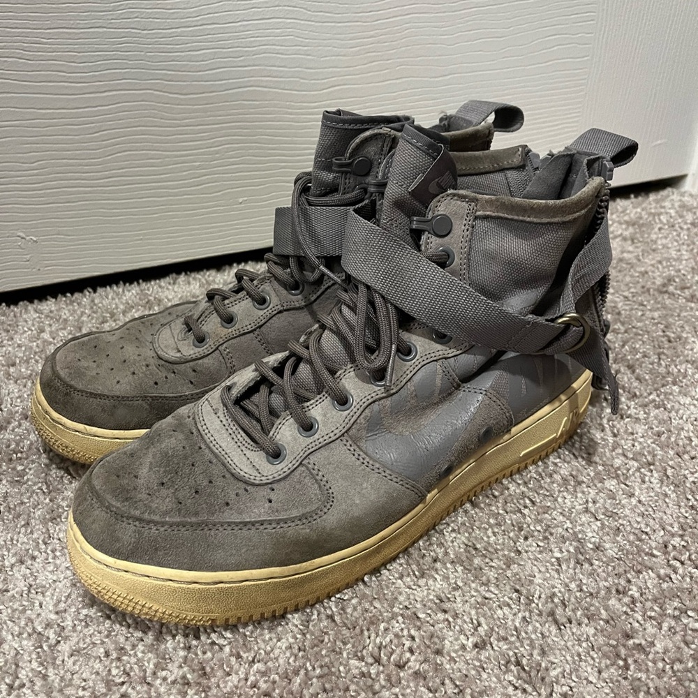 Nike Gray and Tan Tactical High-Top Sneakers